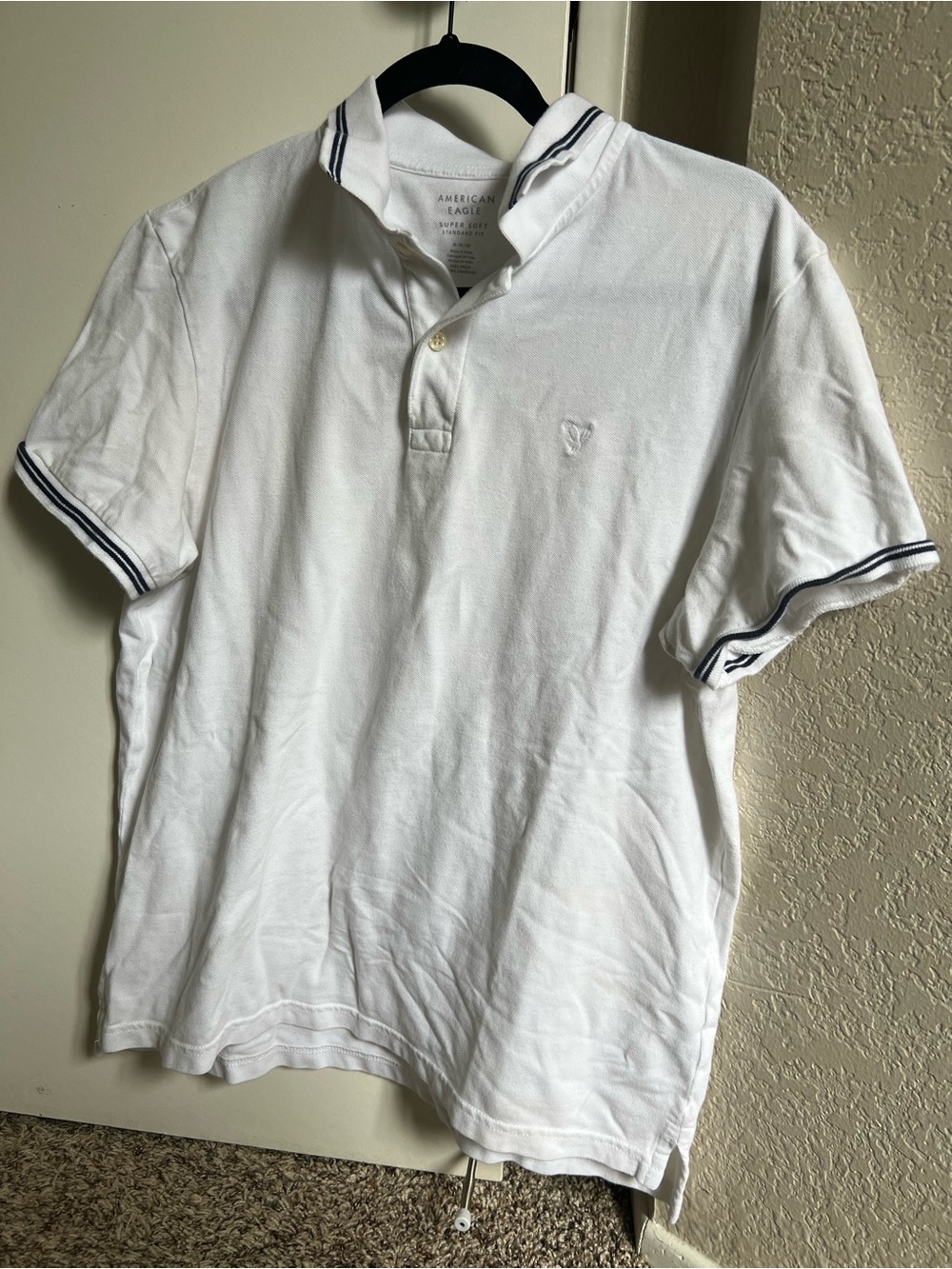 American Eagle Outfitters White Polo with Navy Trim